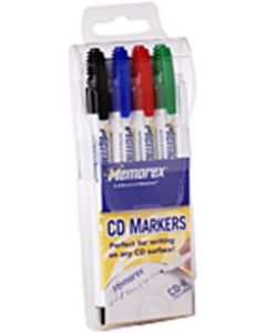 Memorex CD Marking Pens Assorted Colors Red-Green-Blue-Black, 4-Pack (Discontinued by Manufacturer)