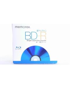 Memorex 32020014034 25GB 4X Write-Once BD-R Blu-ray Discs (5pk, Jewel Case)