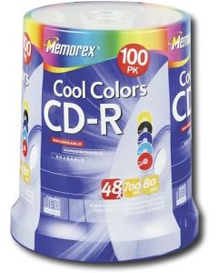 Memorex Cool Colors 48x Write-Once CD-r Spindle - 100 Pack