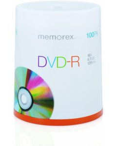 Memorex DVD-R 120 Minutes 4.7GB 16x Speed Recordable Blank Discs - 100 Pack Spindle