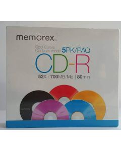 Memorex Cool Colors CD-R 52X 700MB 80 min (5 Pack)